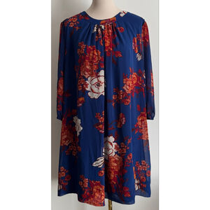 Women's Eva Mendes Blue Floral Long Sleeve Dress XL